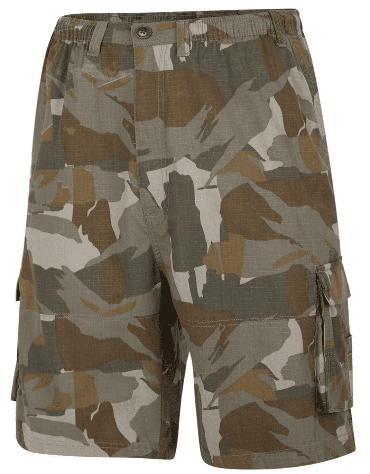 ESPIONAGE RIPSTOP COTTON CAMO PRINT CARGO SHORTS