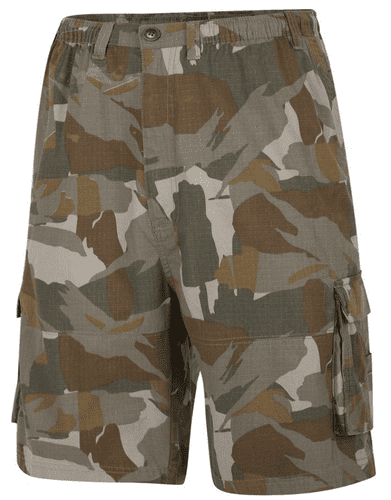 ESPIONAGE RIPSTOP COTTON CAMO PRINT CARGO SHORTS