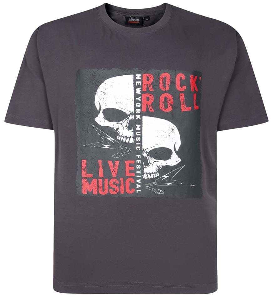 ESPIONAGE - ROCK N ROLL SKULL T SHIRT