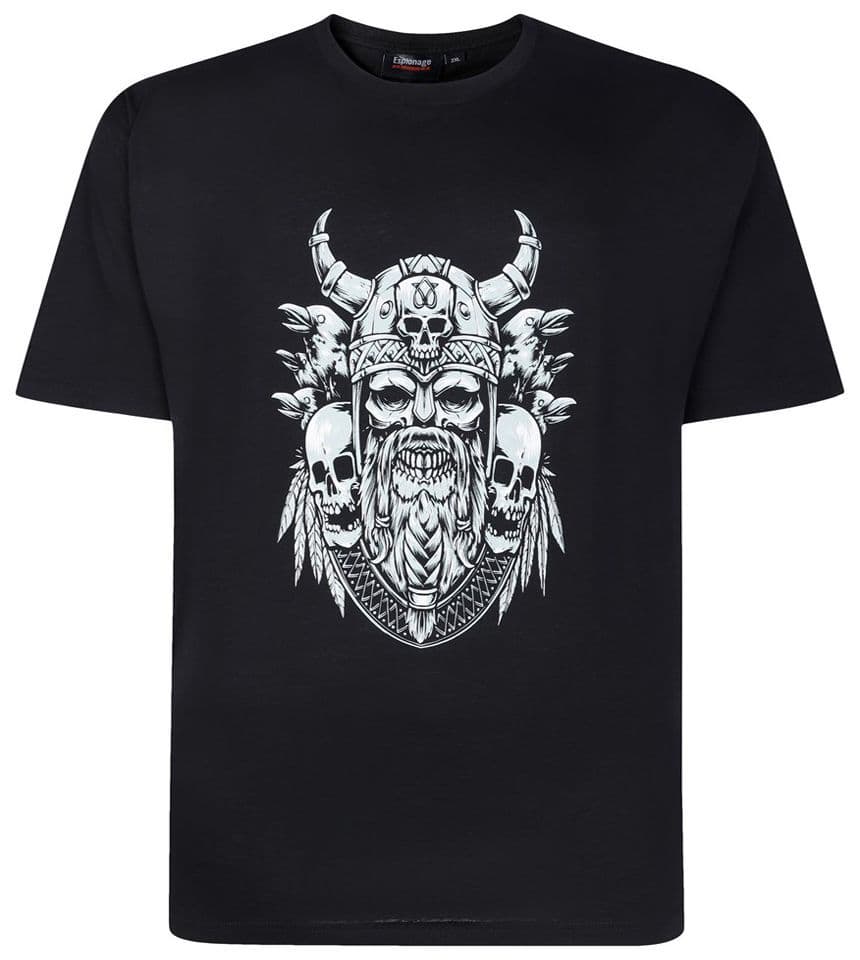 ESPIONAGE VIKING SKULLS PRINT T SHIRT