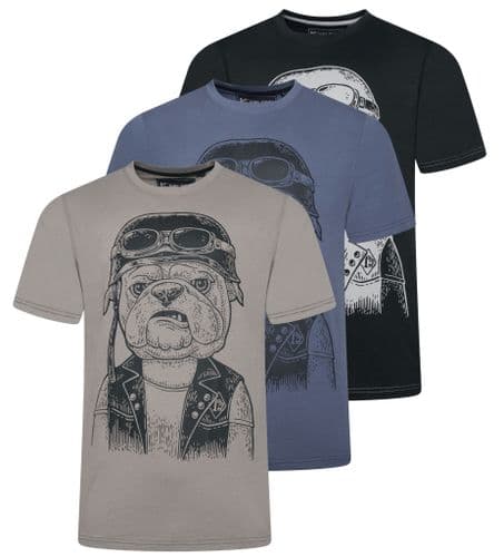 KAM BIKER DOG STENCIL PRINT T SHIRT
