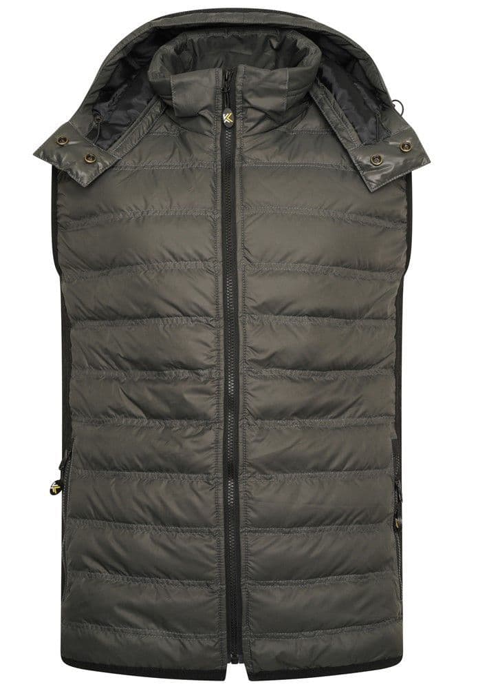 KAM BODYWARMER / GILET WITH REMOVABLE HOOD - SLATE GREY