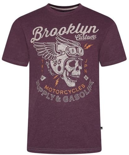KAM BROOKLYN MOTORCYCLE SKULL T SHIRT - FIG