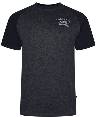 KAM BROOKLYN  RAGLAN T SHIRT - BLACK