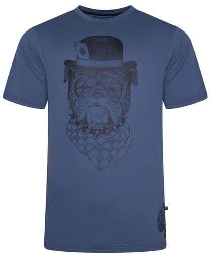 KAM BULLDOG CARDS T SHIRT - INDIGO