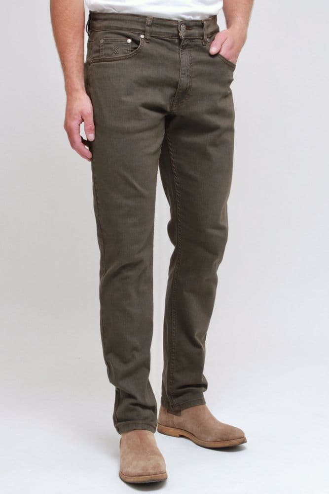 KAM EMBOSSED JEANS - KHAKI