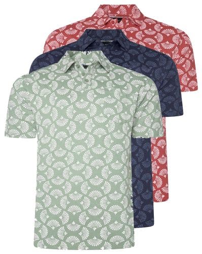KAM FLORAL PRINT POLO SHIRT