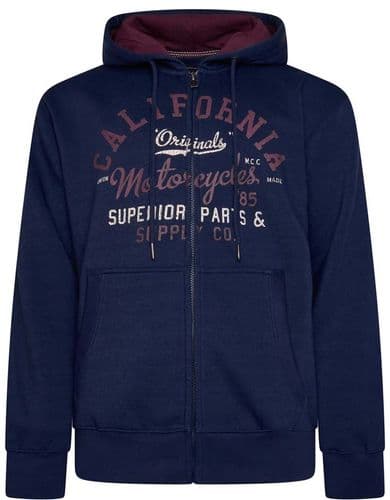 KAM FULL ZIP CALIFORNIA MOTORCYCLES HOODY - NAVY