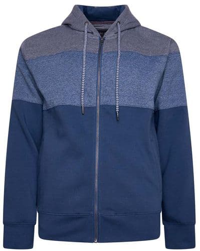KAM FULL ZIP MARL STRIPE HOODY - VINTAGE INDIGO
