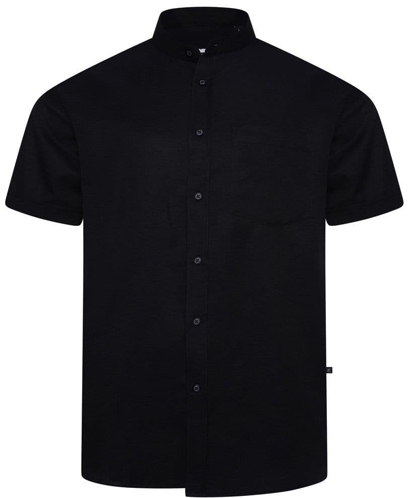 KAM GRANDAD COLLAR SHIRT - BLACK