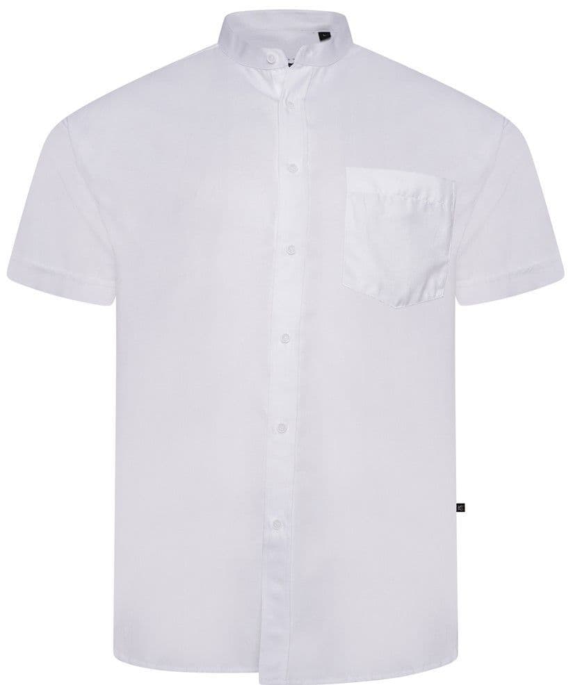 KAM GRANDAD COLLAR SHIRT - WHITE