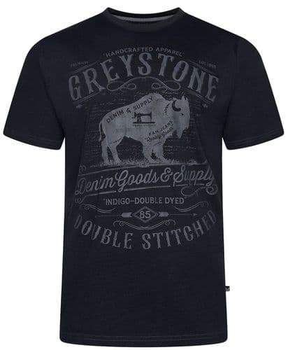 KAM GREYSTONE BUFFALO T SHIRT - BLACK
