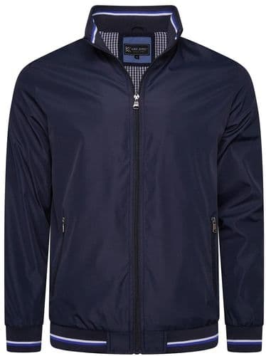 KAM KBS444 STRIPE TRIM LIGHTWEIGHT JACKET - NAVY