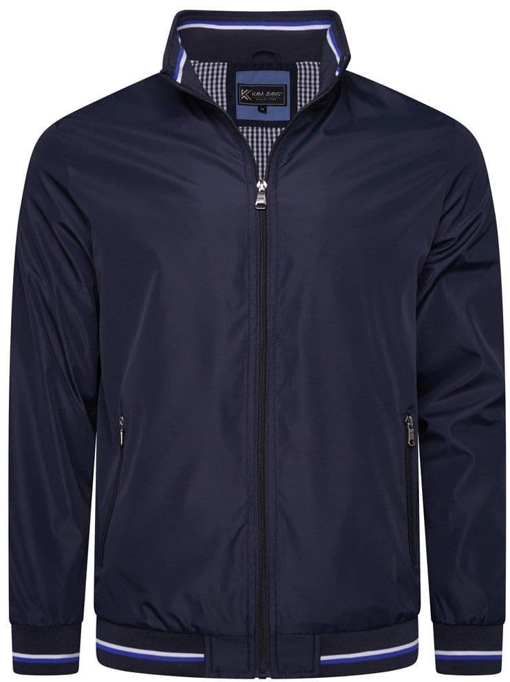 KAM KBS444 STRIPE TRIM LIGHTWEIGHT JACKET - NAVY