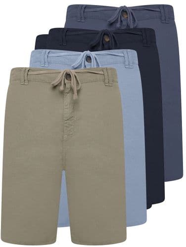 KAM LINEN/COTTON STRETCH ELASTICATED WAIST SHORTS