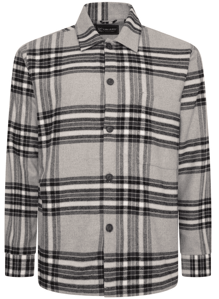 KAM LONG SLEEVED BRUSHED COTTON CHECK OVERSHIRT