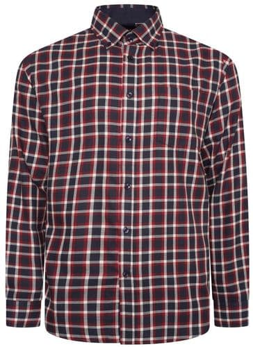 KAM LONG SLEEVED CHECK SHIRT - NAVY/RED