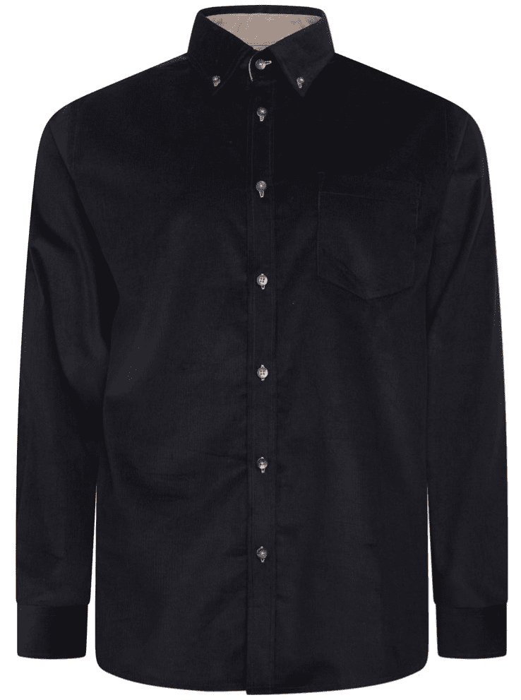 KAM LONG SLEEVED FINE CORDUROY SHIRT - NAVY