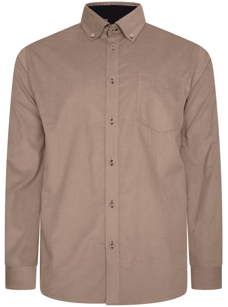 KAM LONG SLEEVED FINE CORDUROY SHIRT - STONE