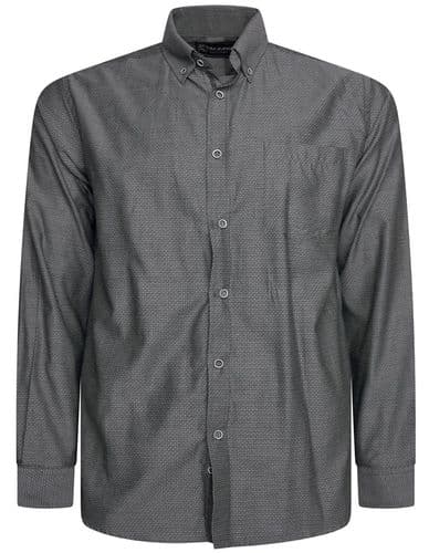 KAM LONG SLEEVED  GEOMETRIC PATTERNED SHIRT - CHARCOAL