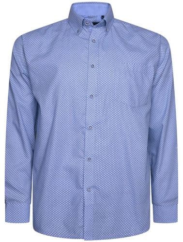 KAM LONG SLEEVED  GEOMETRIC PATTERNED SHIRT - SKY BLUE
