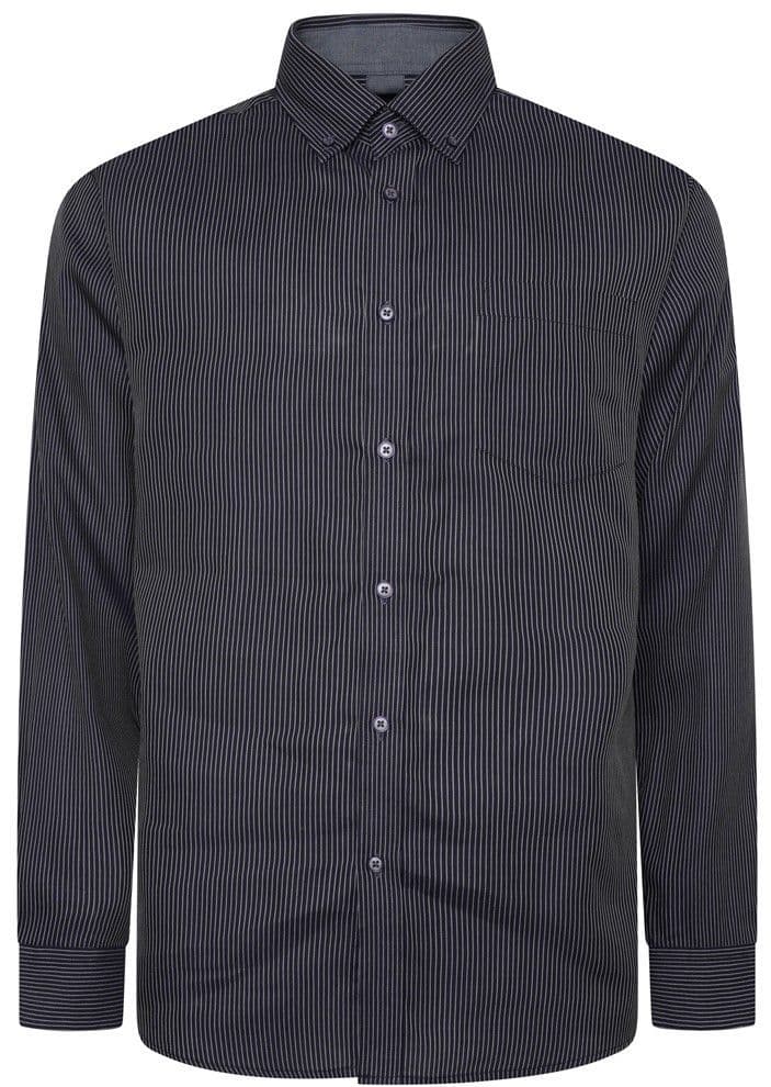 KAM LONG SLEEVED PINSTRIPE SHIRT - MIDNIGHT