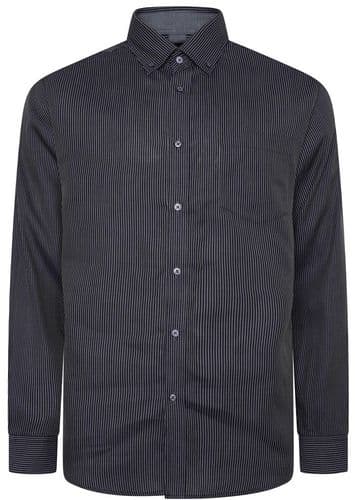 KAM LONG SLEEVED PINSTRIPE SHIRT - MIDNIGHT