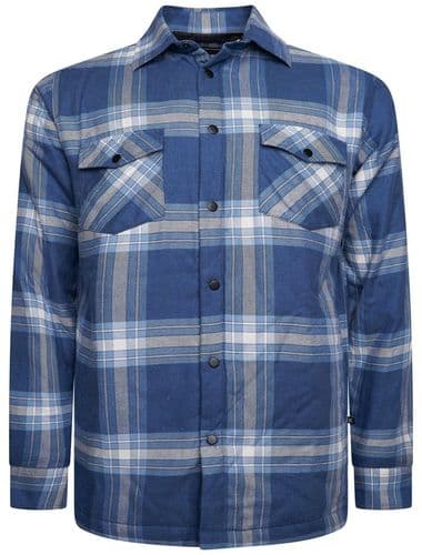 KAM LONG SLEEVED  QUILTED CHECK SHIRT - BLUE