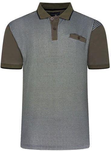 KAM MINI GEOMETRIC PATTERN POLO SHIRT -TAUPE
