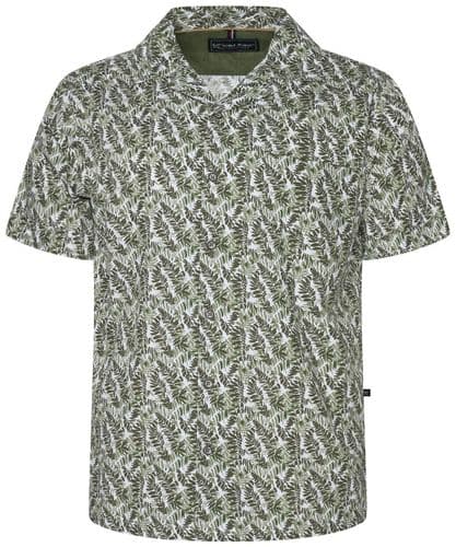 KAM MINI LEAF PRINT SHIRT - CARLTON