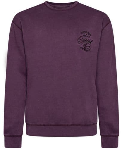 KAM  ORIGINAL EMBROIDERED CREW NECK SWEATSHIRT - FIG