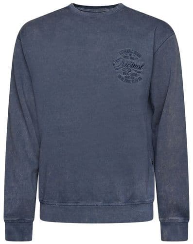 KAM  ORIGINAL EMBROIDERED CREW NECK SWEATSHIRT - INDIGO