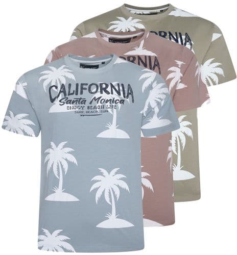 KAM PALM PRINT CALIFORNIA  T SHIRT