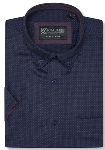 KAM SHORT SLEEVED MINI PRINT OXFORD SHIRT