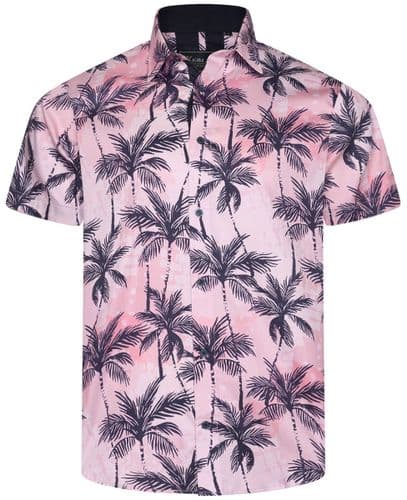 KAM SHORT SLEEVED PALM PRINT SHIRT