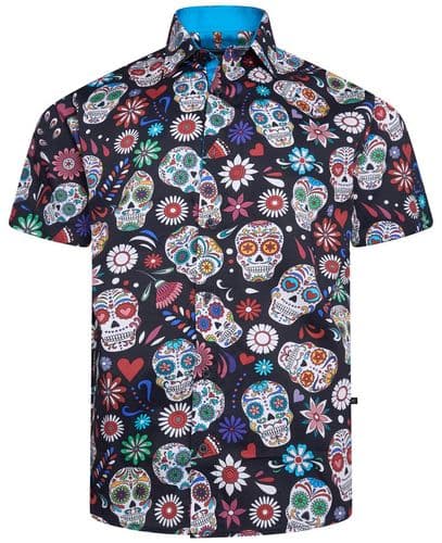 KAM SHORT SLEEVED SKULL PRINT SHIRT