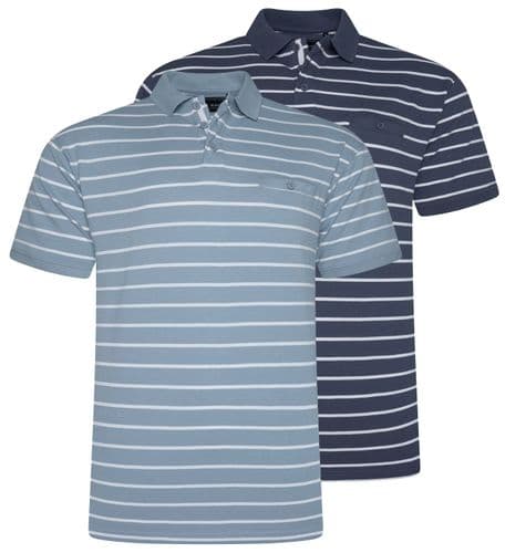 KAM STRIPE PIQUE POLO SHIRT