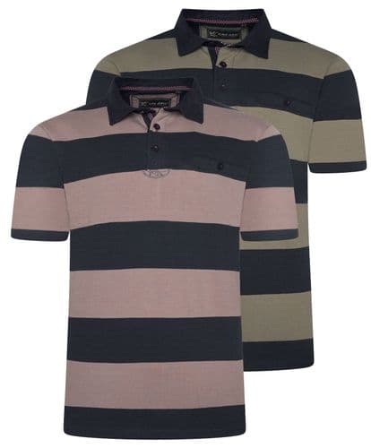 KAM STRIPE RUGBY POLO SHIRT