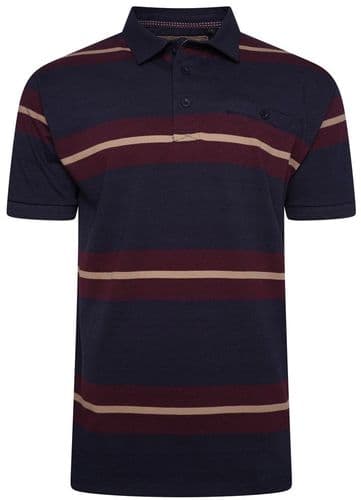 KAM STRIPED RUGBY POLO SHIRT - NAVY