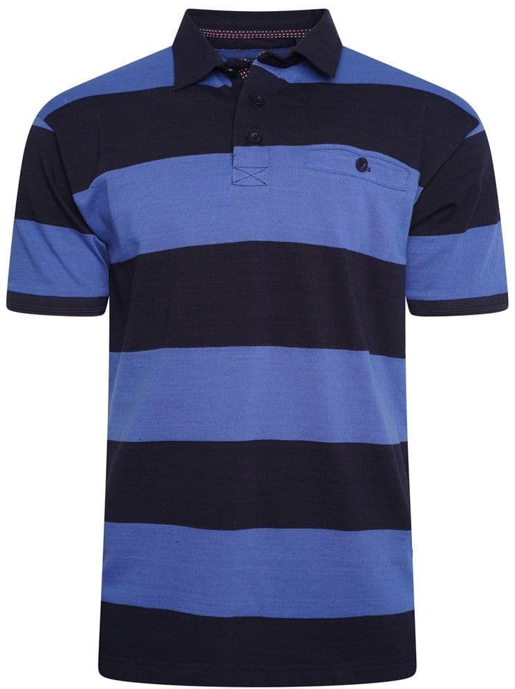 KAM STRIPED RUGBY POLO SHIRT - NAVY/BLUE