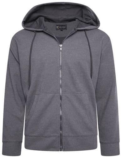 KAM TEXTURED INTERLOCK FULL ZIP HOODIE - CHARCOAL