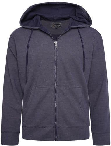 KAM TEXTURED INTERLOCK FULL ZIP HOODIE - INDIGO