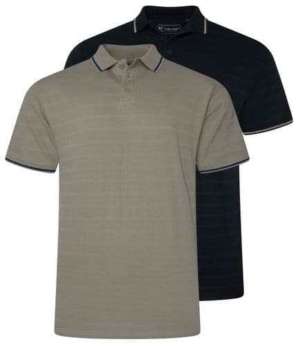 KAM TEXTURED TIPPED COLLAR POLO SHIRT
