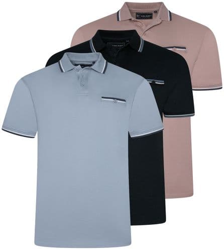 KAM TIPPED COLLAR & CUFFS POLO SHIRT WITH POCKET