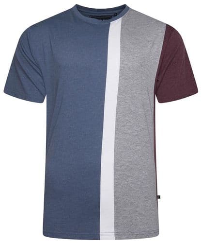KAM VERTICAL STRIPE T SHIRT - INDIGO