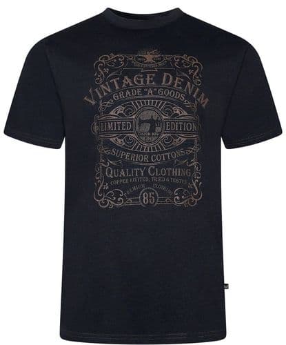 KAM VINTAGE DENIM T SHIRT - BLACK