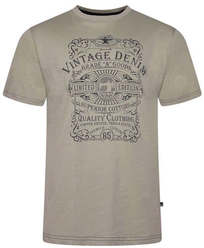 KAM VINTAGE DENIM T SHIRT - STONE