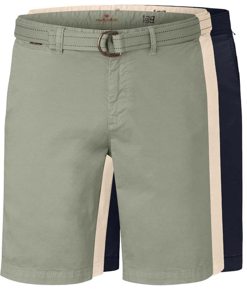 REDPOINT BELTED COTTON STRETCH FABRIC SHORTS