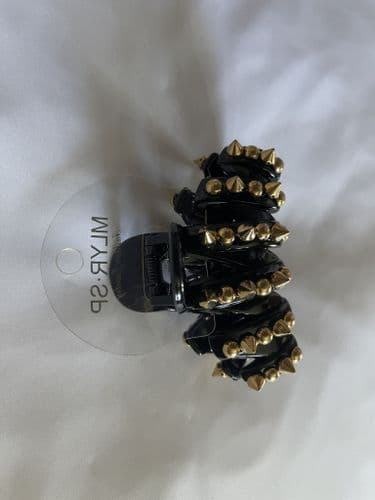 Fashion Gold Plated Spiky Studded Craw Hair Clip- Black