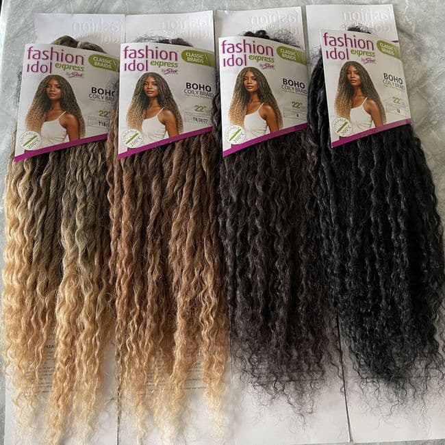 Sleek Boho Curly Synthetic Crochet | Braid Hair Extensions - 22 inches